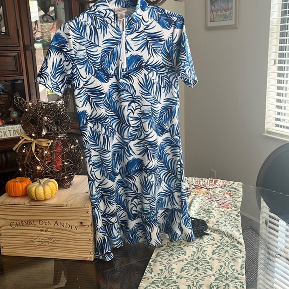 Tommy Bahama Dresses & Skirts - Tommy Bahama Tropical Blue Leaf Mini Dress